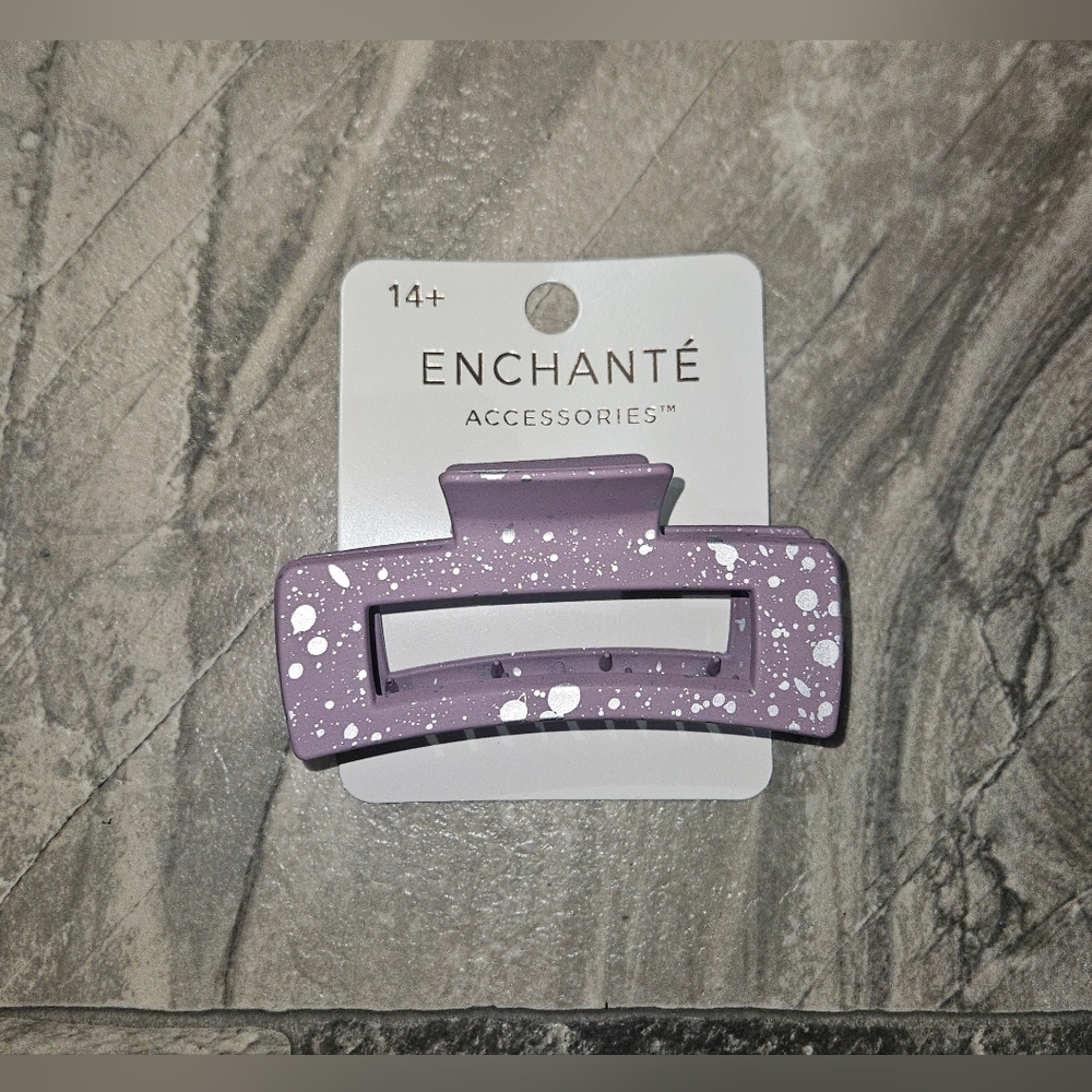 Enchante Accessories Purple Hair Claw Clip with White Speckles BNIB